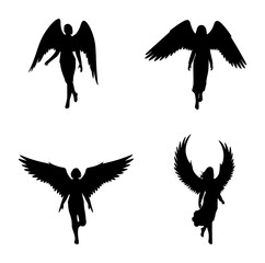 Obraz premium angel silhouette set, isolated background