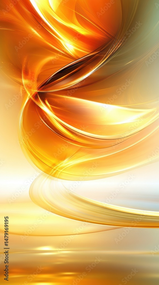 Poster abstract golden swirls flowing dynamically in a modern art style with light and shadow play creating
