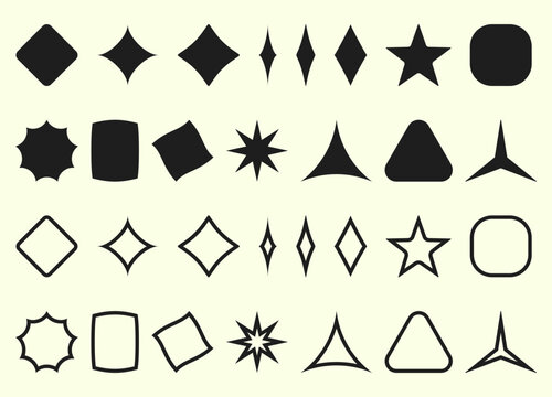 a collection set of black colored multiform element designs