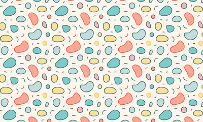Cheerful Pastel Organic Blobs Shapes Seamless Pattern Background