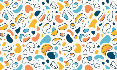 Vibrant Memphis Style Freeform Shapes Seamless Vector Pattern Design