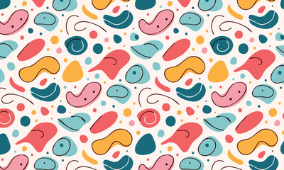 Colorful Blobs Abstract Shapes Seamless Vector Pattern