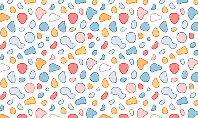 Cheerful Pastel Organic Blobs Shapes Seamless Pattern Background