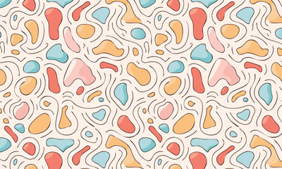 Colorful Organic Abstract Shapes Seamless Vector Pattern Background 
