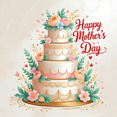Happy Mothers Day cake with Greeting Card Design