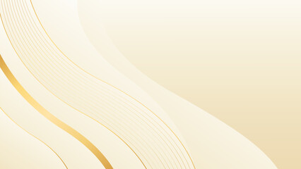 Abstract beige luxury wave background with gold lines. Elegant cream gradient design for beauty products, templates, banners, sales, awards, events, websites, pages and more