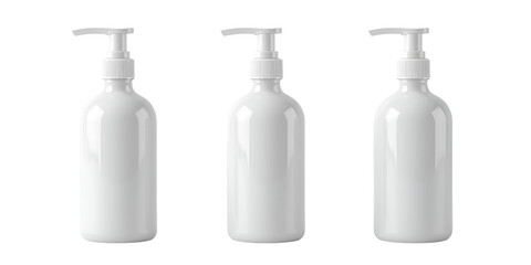 set of empty pump bottles isolated on transparent png