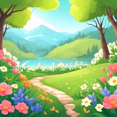 Fototapeta premium spring flowers illustration