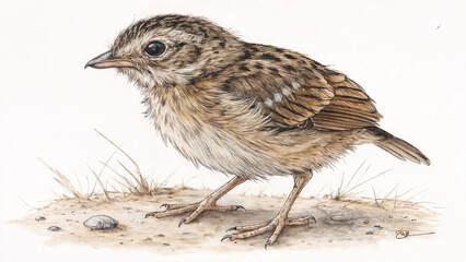 sparrow drawn, pencil and watercolor, illustration, birds