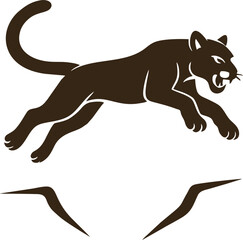 inimal negative space style jumping cougar illustration