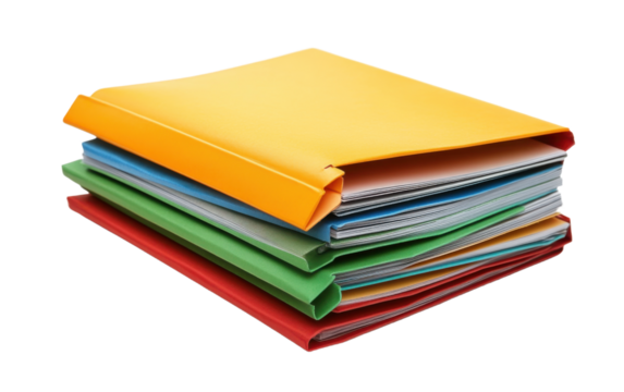 Stack of papers file on transparent or white background
