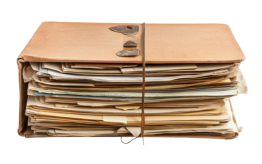 Stack of papers file on transparent or white background