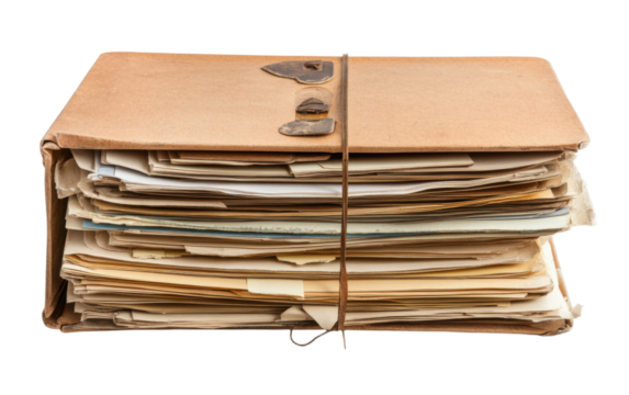 Stack of papers file on transparent or white background