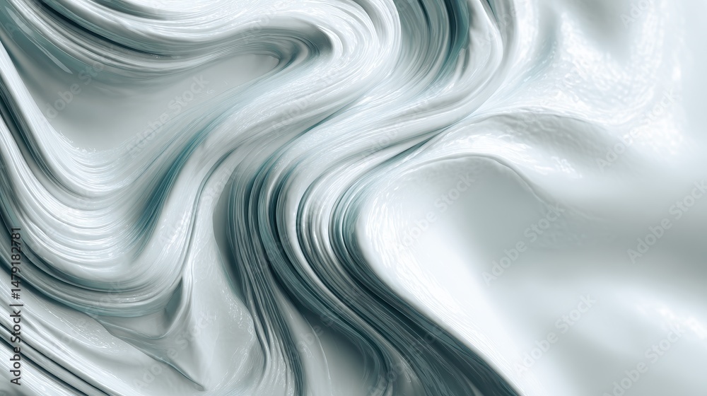 Poster abstract flowing white waves with smooth texture and soft light creating an elegant and serene aesth