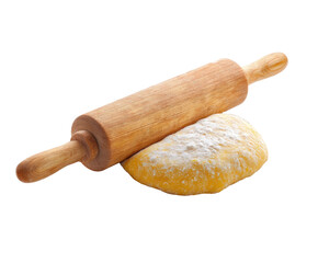 Baking dough with rolling pin on kitchen counter for homemade treats