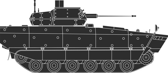 Icon of the modernized Polish infantry fighting vehicle Borsuk, side view icon, isolated, black color icon. © Артем Яковенко