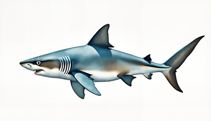 Obraz premium Illustration of a swimming shark against a white background 