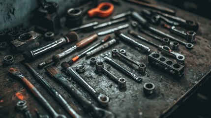 Fototapeta premium Mechanic's Workshop: A Collection of Tools and Brushes