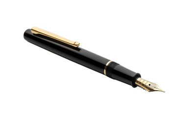 Black pen with gold trim on transparent or white background