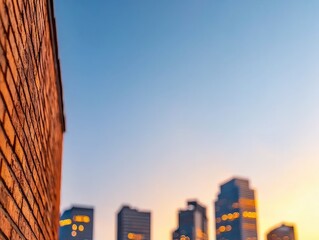 Urban Brick Wall Cityscape at Sunset