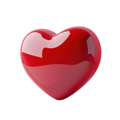 Shiny red heart on white background