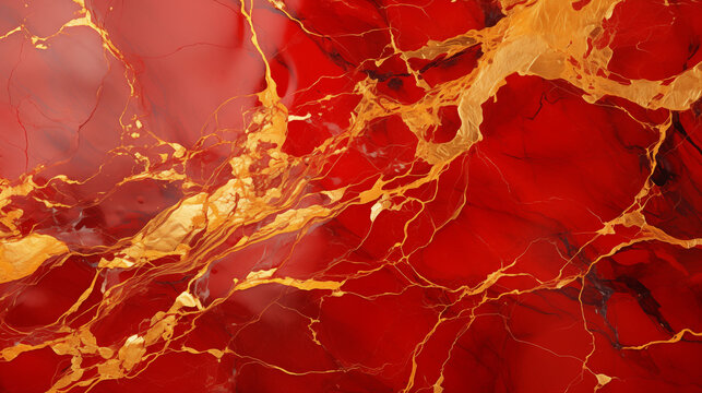 marbre rouge avec veines dor&eacute;es