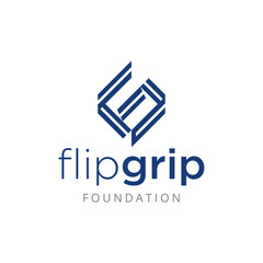 A modern nonprofit foundation logo featuring an abstract geometric symbol that forms an interlocking 