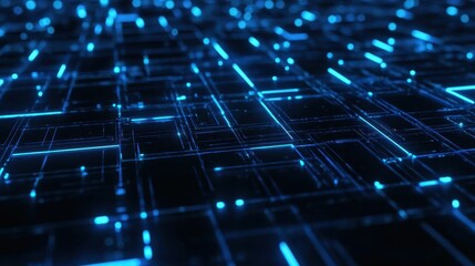 Obraz premium Glowing blue digital network grid