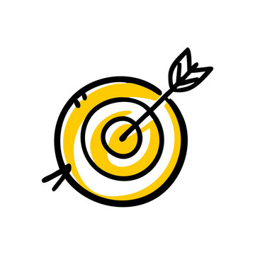 recommend clip art: Target with arrow in yellow and black line art design  
