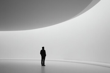 Obraz premium contemplative individual stands motionless reflecting quiet strength of future society defined by robotics their expression