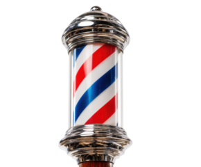 Classic barber pole symbolizing traditional grooming and style on a transparent background, cut out