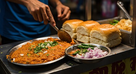 Savory Pav Bhaji Street Food: Vibrant Indian Cuisine