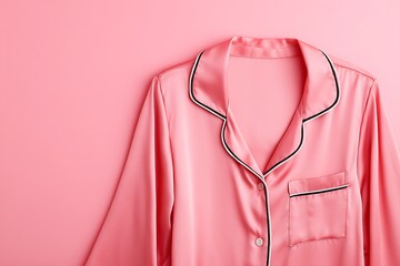 Elegant pink satin pajamas on display