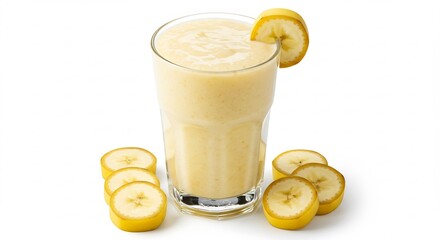 Creamy Banana Smoothie Refreshing Drink Studio Shot. AI Generated