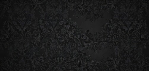 Seamless black gothic wallpaper  Intricate floral damask pattern with vines , floral, vine, elegant