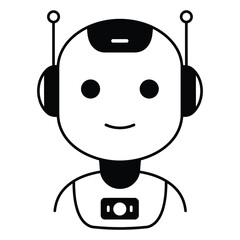 Smiling Robot Head Icon Vector Illustration