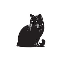 Chartreux Cat Vector Silhouette: Elegant and Muscular Feline Design Featuring the Breed&rsquo;s Distinctive Smile, Dense Woolly Coat, and Rounded Features in a Clean, Minimalist Vector Style.

