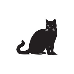 Chartreux Cat Vector Silhouette: Elegant and Muscular Feline Design Featuring the Breed’s Distinctive Smile, Dense Woolly Coat, and Rounded Features in a Clean, Minimalist Vector Style.
