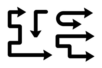 Black arrow direction signs vector graphic design