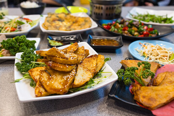 Authentic Taiwanese stir-fry dishes served on table