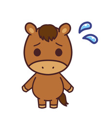 Fototapeta premium 馬のかわいいキャラクター 焦る イラスト素材