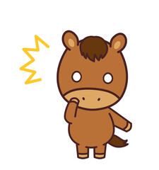 馬のかわいいキャラクター　驚く　イラスト素材