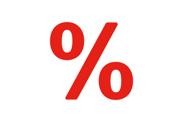 Red percentage sign symbol for sale and discount