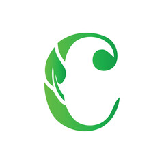 letter c with nature leaf logo design