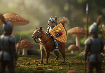 Squirrel knight leads fantasy army