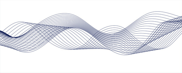 Minimalist abstract wave design consisting of smooth, flowing white and blue lines on a white background. Business curve lines in transparent background. line blend curve flow futuristic background.