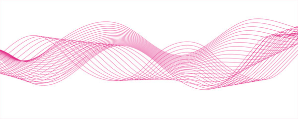 Minimalist abstract wave design consisting of smooth, flowing white and pink lines on a white background. Business curve lines in transparent background. line blend curve flow futuristic background.