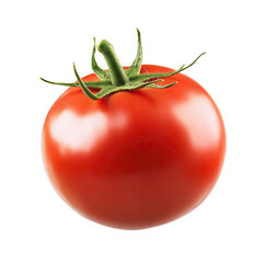 Single, vibrant red tomato, whole and fresh