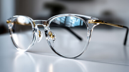 Set of transparent glass goblets on white background.