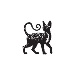 Cornish Rex Cat Vector Silhouette: Sleek and Curly-Coated Feline Design Highlighting the Breed’s Distinctive Ears, Wavy Fur, and Slender Frame in a Minimalist Vector Art Style.
